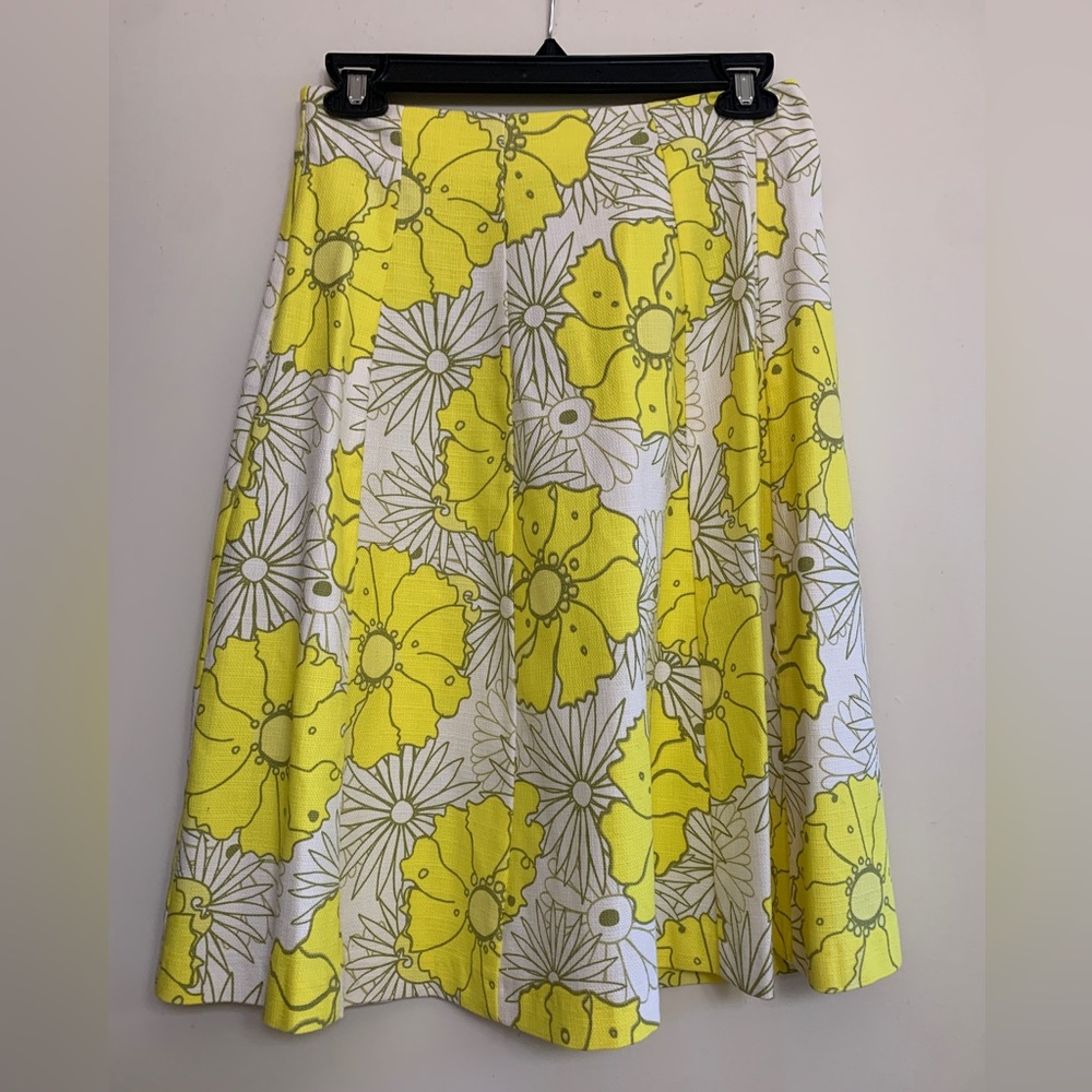 Topshop yellow and white floral midi tea length skirt NWT